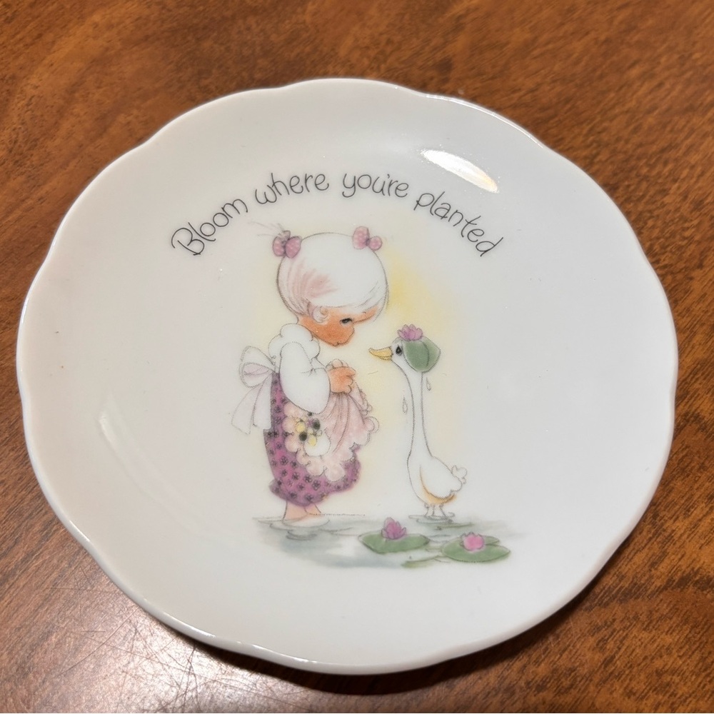 Precious Moments Girl & Goose 4" dish Bloom where you're planted